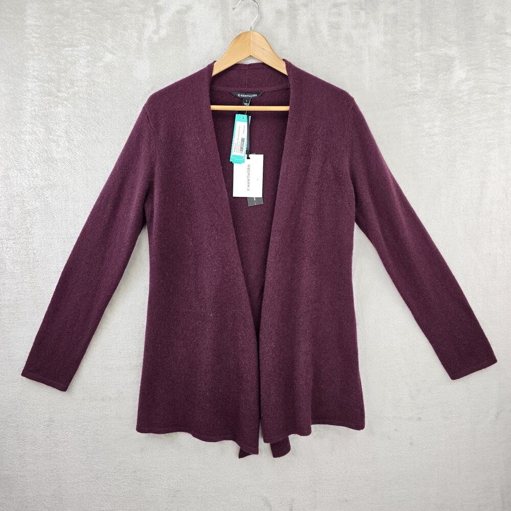 41 Hawthorn Cashmere Sweater Woman Large Maroon Cardigan Heritage Academia FLAWS - Picture 2 of 14